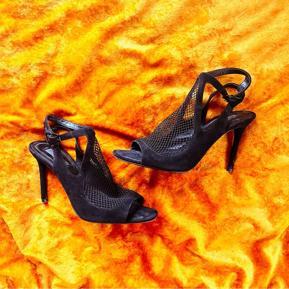 💸 SALE 💸 • the Alexander Wang Piper Fishnet sandal heels